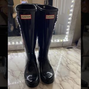 Brand new Black Hunter Leather Rain Boots